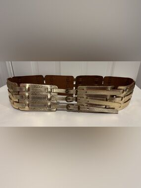 Another Line Gold Wide Genuine Leather Belt
